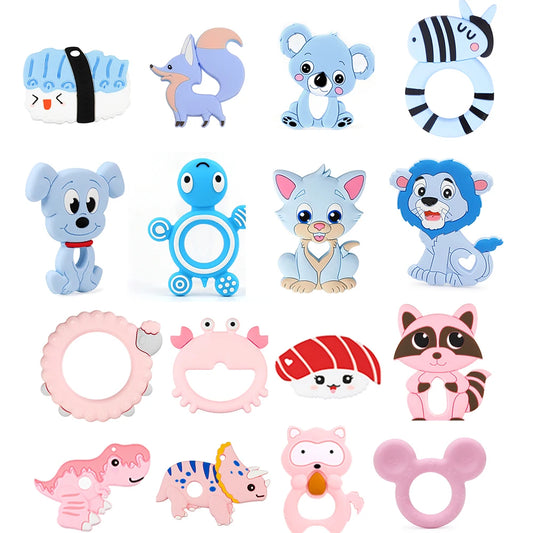 1PC Baby Teething Toys Cartoon Dinosaur Koala Animal Baby Teething Rodent for Pacifier Chain Food Grade Toys Baby Product