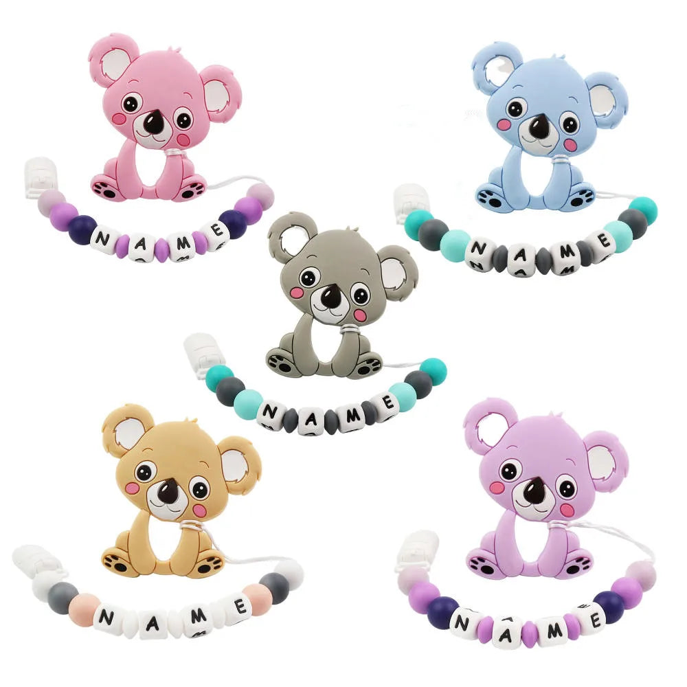 1PC Baby Teething Toys Cartoon Dinosaur Koala Animal Baby Teething Rodent for Pacifier Chain Food Grade Toys Baby Product